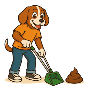 Scoops Up mascot scooping dog poop