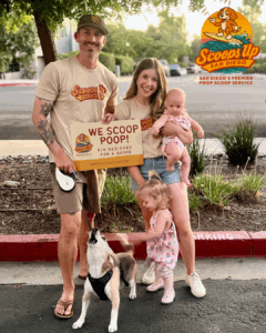 Corey and his family with their beagle
